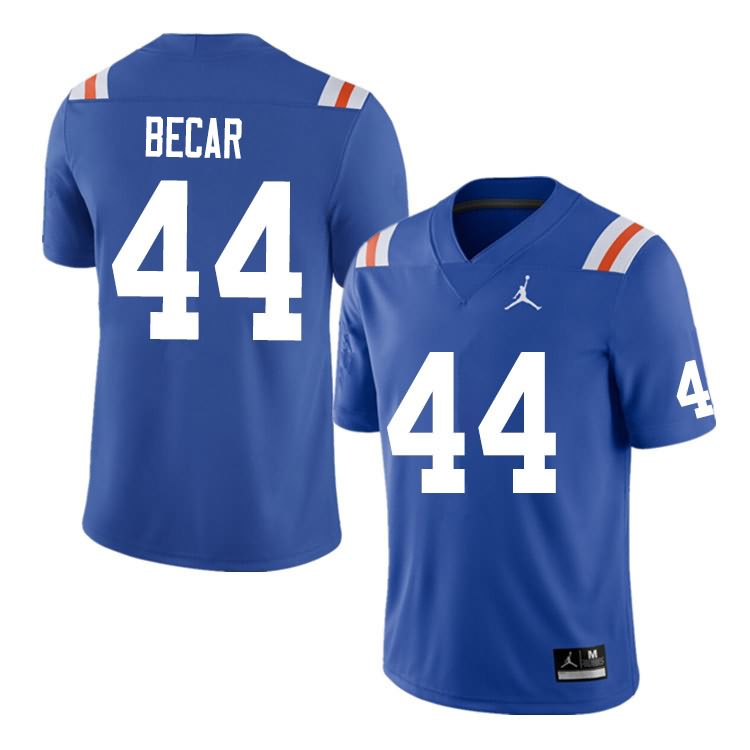 Men's NCAA Florida Gators Brandon Becar #44 Stitched Authentic Nike Blue Throwback College Football Jersey SZC0865QE